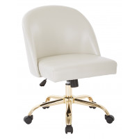 OSP Home Furnishings FL3224G-U28 Mid Back Office Chair in Cream PU with Gold Finish Base